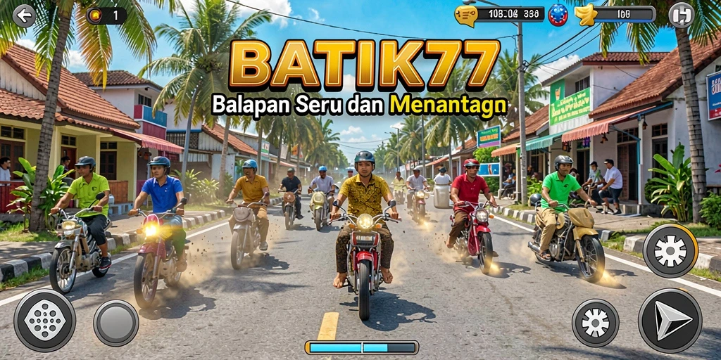 Screenshot gameplay BATIK77 menampilkan aksi balapan yang intens.