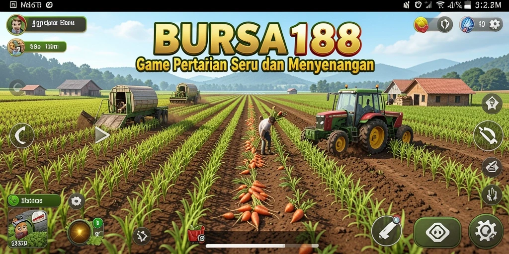 Tampilan gameplay BURSA188 yang menampilkan aktivitas bertani seru.