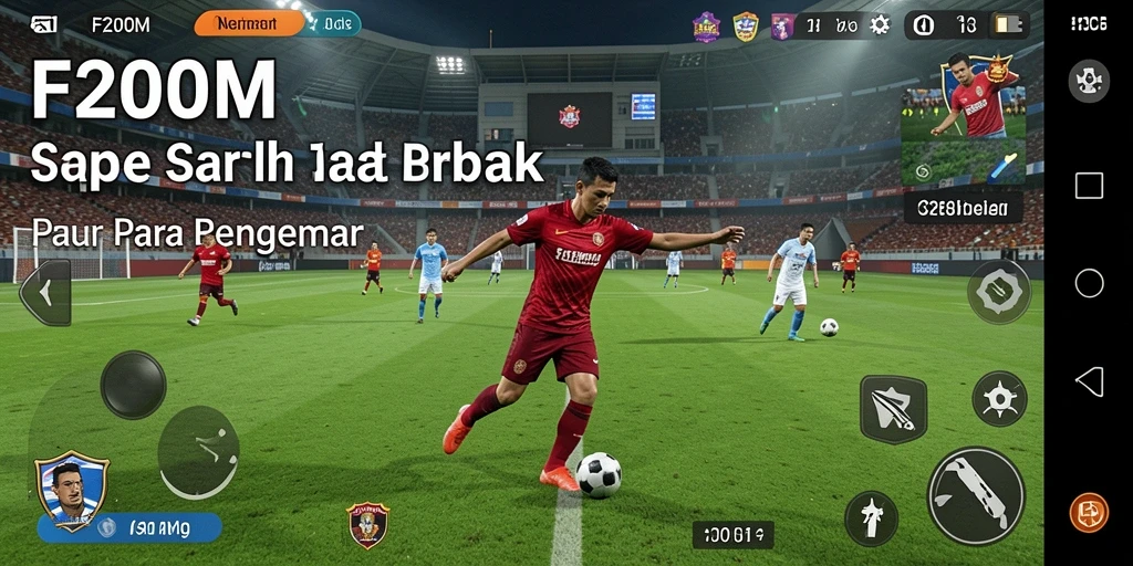 Tampilan gameplay mengesankan dari F200M yang menampilkan aksi sepak bola yang realistis.