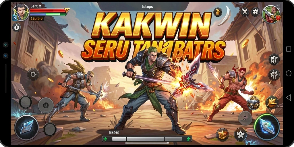 Tampilan utama gameplay KAKWIN dengan aksi pertarungan yang intens.