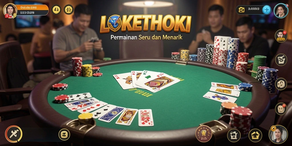 Gameplay LOKETHOKI menampilkan momen mendebarkan saat bertaruh dalam poker.