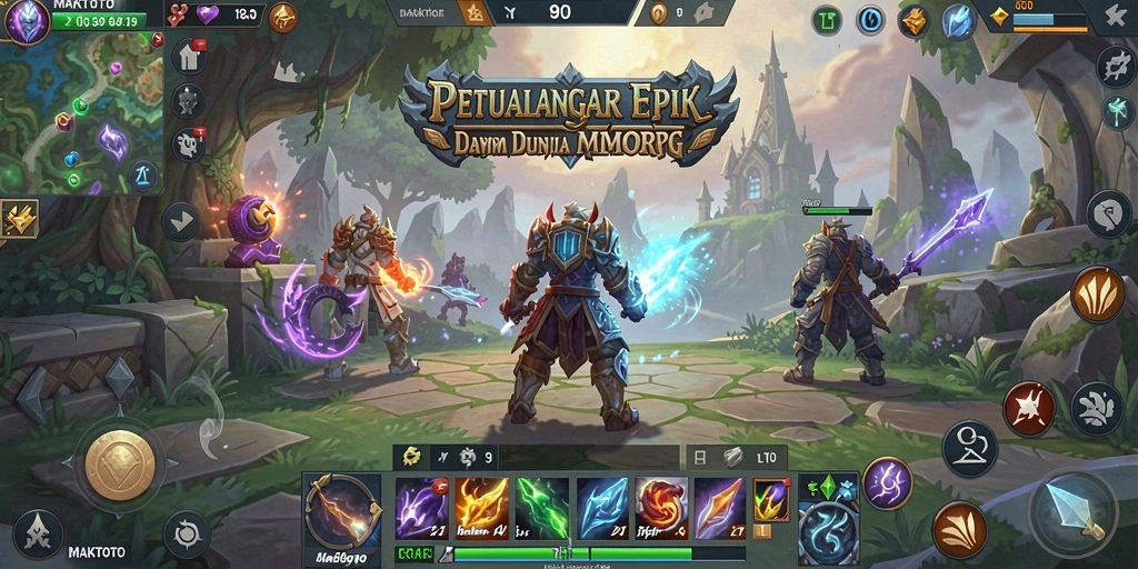 Tangkapan layar utama MAKTOTO menampilkan aksi gameplay seru dalam pertempuran MMORPG.