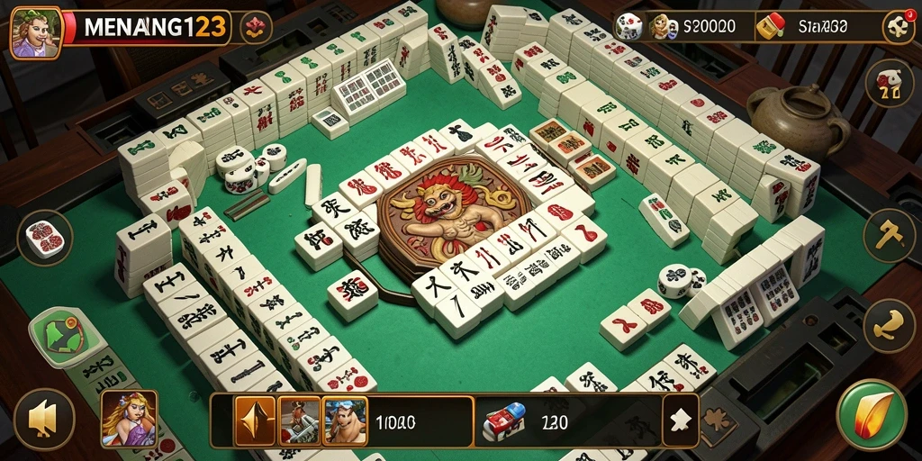 Gameplay mendebarkan di MENANG123 dengan ubin Mahjong berwarna-warni.