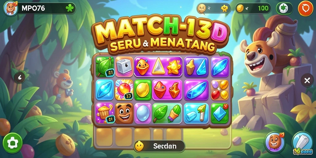Tampilan gameplay seru di MPO76 dengan tantangan Match-3.