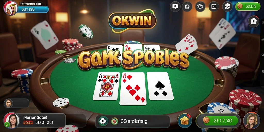 Tampilan gameplay seru dari aplikasi Poker OKWIN yang menantang.