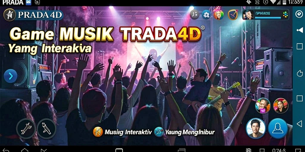 Tampilan menampilkan gameplay seru PRADA4D dengan ritme musik yang menarik.