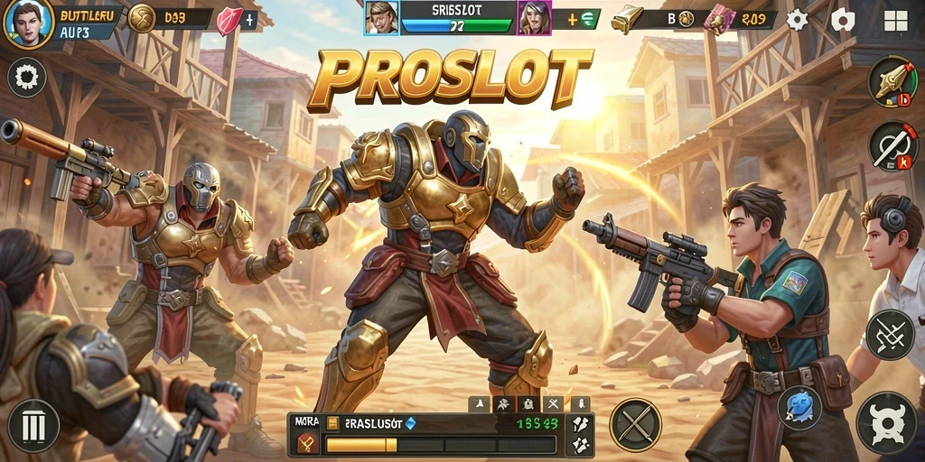 Tampilan seru gameplay Battle Royale dalam PROSLOT
