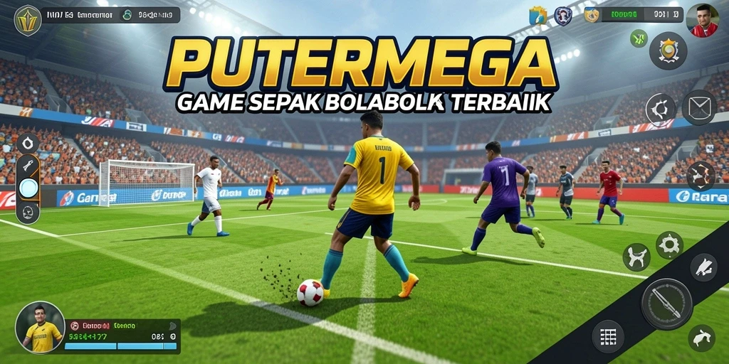 Tangkapan layar gameplay PUTERMEGA yang menampilkan aksi dramatis di lapangan.