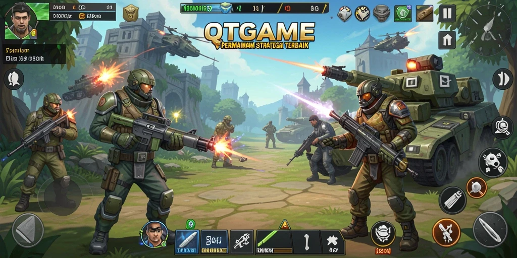 Tangkapan layar menampilkan aksi strategi yang mendebarkan di QTGAME.