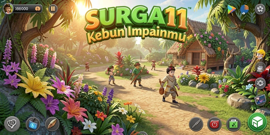 Tangkapan layar utama SURGA11 menunjukkan gameplay bertani yang menarik.