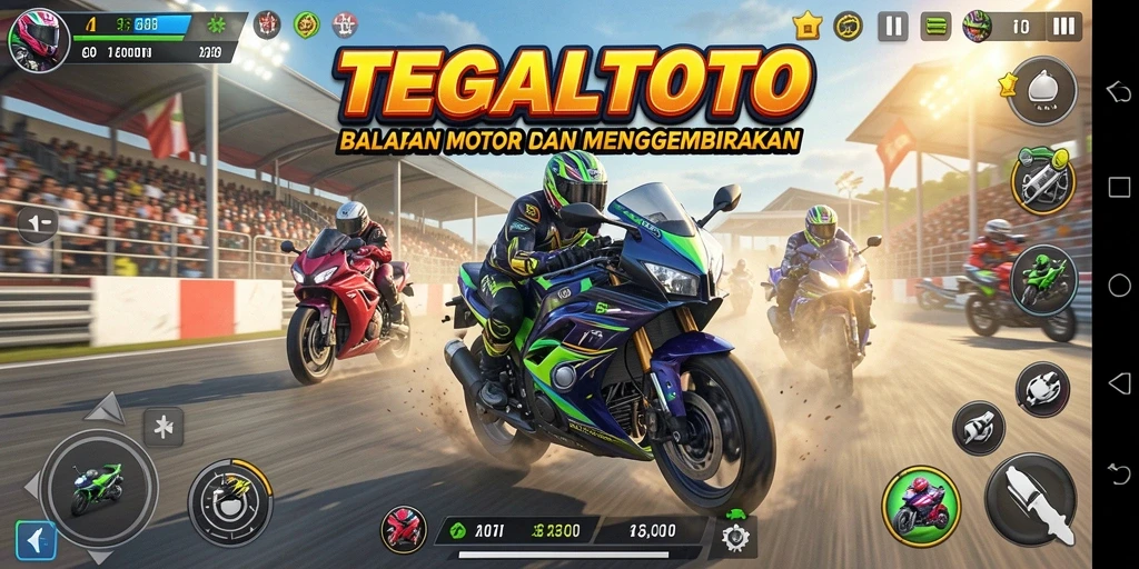 Gameplay menegangkan dari TEGALTOTO dengan trek balap yang menantang.