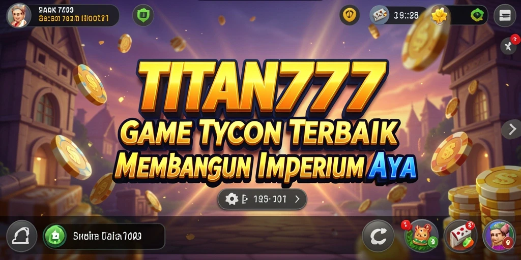 Tampilan gameplay TITAN777 dengan manajemen bisnis yang seru.